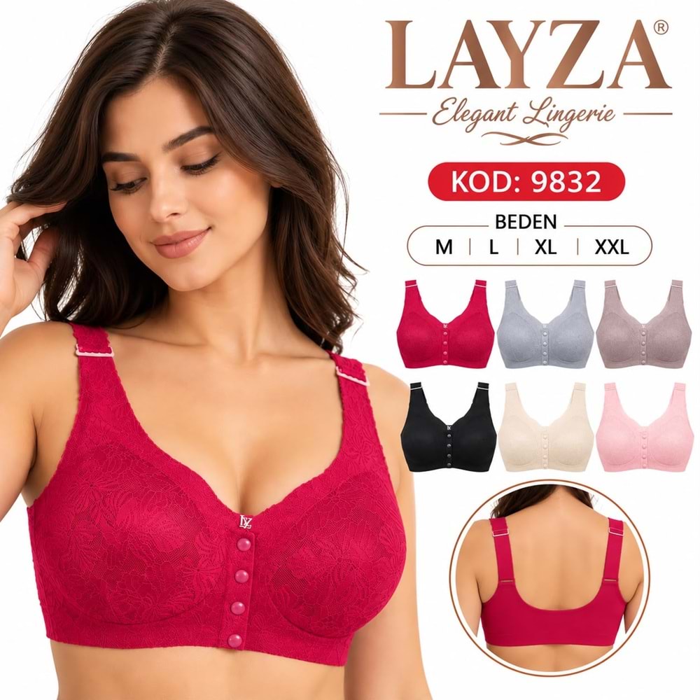 Layza Lazer Kesim Danteli Düğmeli Sütyen 9832 6*