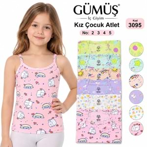 3095 Gümüş Desenli Kız Çocuk Atlet