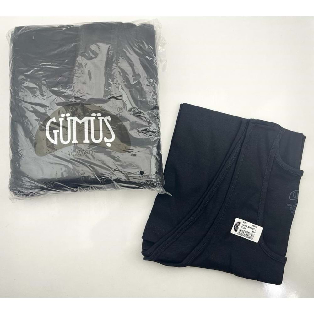 4024 Gümüş Xl4 Siyah Geniş Askılı Düz Atlet 6*