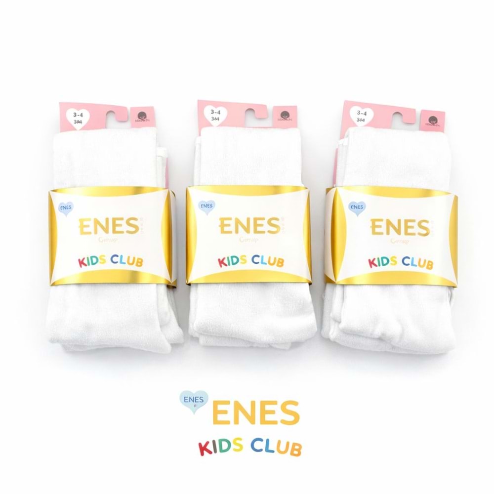 Enes Çocuk Sade Beyaz Külotlu Çorap 3-4 Yaş
