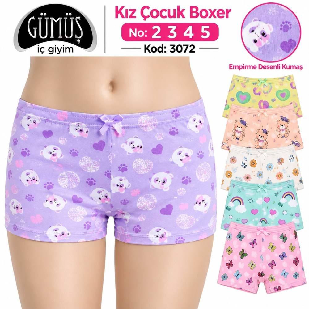 3072 Gümüş Kız Çocuk Boxer